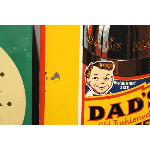 530 - AMERICAN VINTAGE ADVERTISING TIN SIGN 'ROOT BEER' & ANOTHER ADVERTISING SIGN. Including a rectangula... 