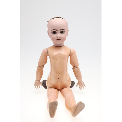 538 - FRENCH JUMEAU BISQUE HEAD DOLL. The large doll with fixed almond glass eyes, open mouth and pierced ... 