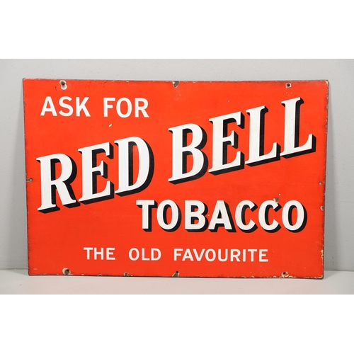 545 - VINTAGE ENAMEL ADVERTISING SIGN - RED BELL TOBACCO. A vintage enamel sign, 'Ask for Red Bell Tobacco... 