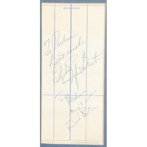 556 - FILM STAR FRAMED AUTOGRAPHS - RICHARD BURTON & ELIZABETH TAYLOR. A piece of paper signed in ink, 'To... 