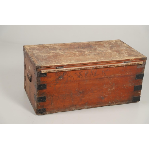 570 - INDIAN MILITARY INTEREST - TRAVELLING TRUNK, 23 SIKH PIONEERS. A large wooden and metal bound trunk,... 