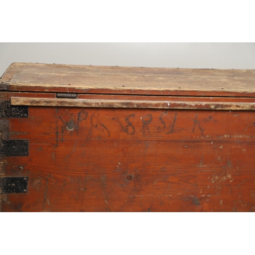 570 - INDIAN MILITARY INTEREST - TRAVELLING TRUNK, 23 SIKH PIONEERS. A large wooden and metal bound trunk,... 