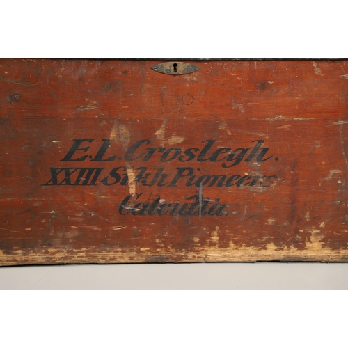 570 - INDIAN MILITARY INTEREST - TRAVELLING TRUNK, 23 SIKH PIONEERS. A large wooden and metal bound trunk,... 