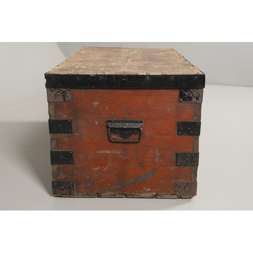 570 - INDIAN MILITARY INTEREST - TRAVELLING TRUNK, 23 SIKH PIONEERS. A large wooden and metal bound trunk,... 