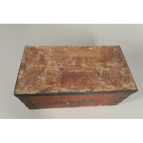 570 - INDIAN MILITARY INTEREST - TRAVELLING TRUNK, 23 SIKH PIONEERS. A large wooden and metal bound trunk,... 