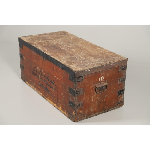 570 - INDIAN MILITARY INTEREST - TRAVELLING TRUNK, 23 SIKH PIONEERS. A large wooden and metal bound trunk,... 