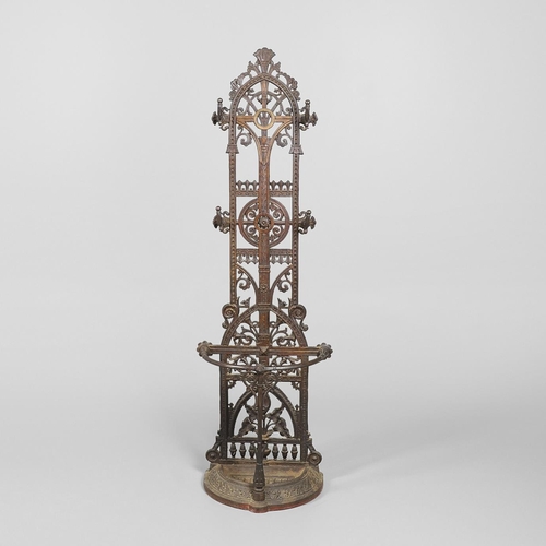 657 - A VICTORIAN FALKIRK IRONWORKS AESTHETIC MOVEMENT CAST IRON HALLSTAND. In the manner of Christopher D... 