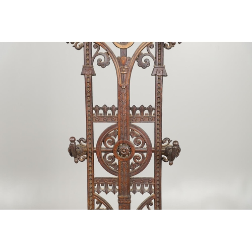 657 - A VICTORIAN FALKIRK IRONWORKS AESTHETIC MOVEMENT CAST IRON HALLSTAND. In the manner of Christopher D... 