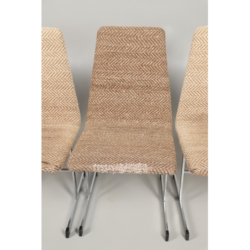 659 - SET OF FOUR 1970'S PIEFF 'LISSE' CHROME DINING CHAIRS. A set of four chairs with chrome metal frames... 