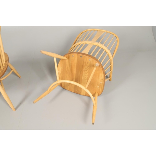 664 - PAIR OF ERCOL WINDSOR 'CHAIRMAKER' CHAIRS. A pair of light elm and beech windsor chairs with turned ... 