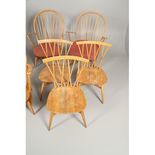 667 - VINTAGE ERCOL DINING CHAIRS & OTHER CHAIRS. A mixed lot including three dining chairs with criss cro... 