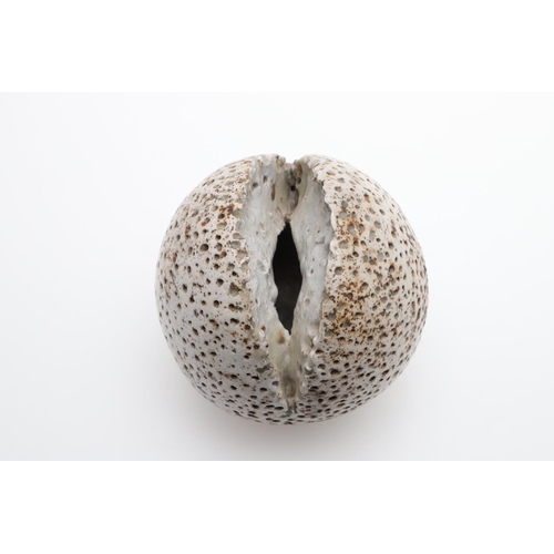 677 - ALAN WALLWORK (1931-2019) - SPLIT FORM SEED VASE. A split form seed vase, with pierced decoration, s... 