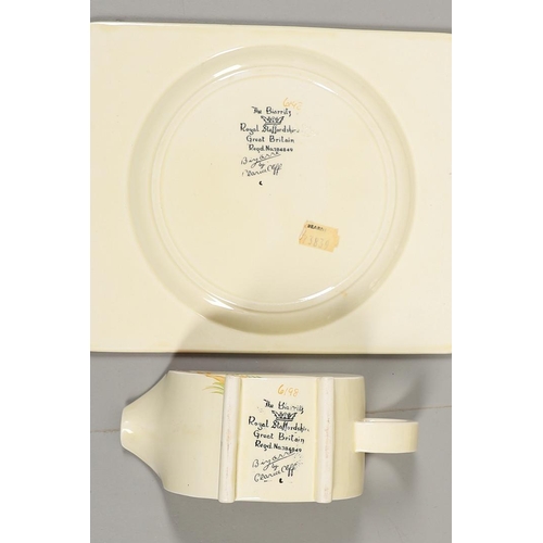 680 - CLARICE CLIFF - BIARRITZ DINNER SERVICE. Pattern No 6198, each piece painted with a elongated tree o... 