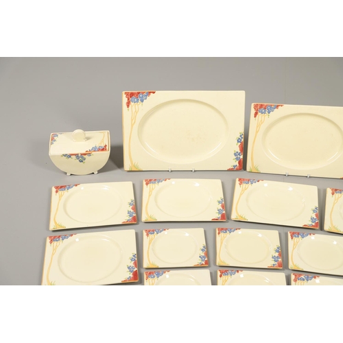 680 - CLARICE CLIFF - BIARRITZ DINNER SERVICE. Pattern No 6198, each piece painted with a elongated tree o... 