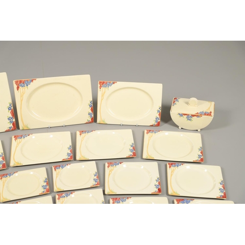 680 - CLARICE CLIFF - BIARRITZ DINNER SERVICE. Pattern No 6198, each piece painted with a elongated tree o... 