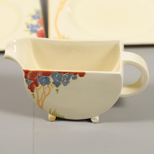 680 - CLARICE CLIFF - BIARRITZ DINNER SERVICE. Pattern No 6198, each piece painted with a elongated tree o... 