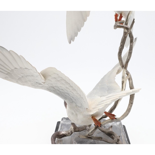 683 - ALBANY CHINA - RARE LARGE GROUP OF BLACKHEADED GULLS. A large porcelain group of two Blackheaded Gul... 