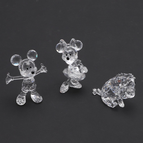 685 - SWAROVSKI BOXED GLASS FIGURES - DISNEY INCLUDING MICKEY MOUSE. Three boxed glass figures including M... 