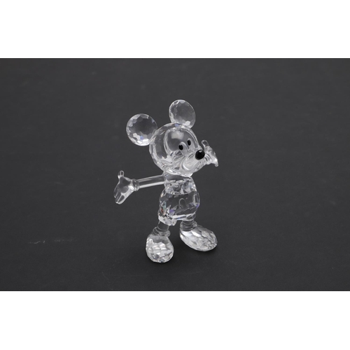 685 - SWAROVSKI BOXED GLASS FIGURES - DISNEY INCLUDING MICKEY MOUSE. Three boxed glass figures including M... 