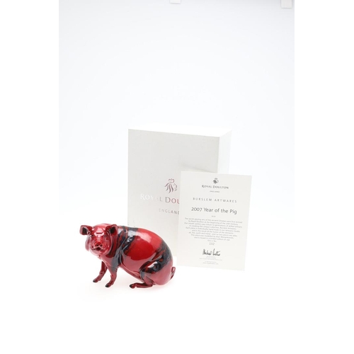 690 - ROYAL DOULTON PRESTIGE FLAMBE - 2007 YEAR OF THE PIG. A Royal Doulton flambe model of a Pig, BA 78, ... 