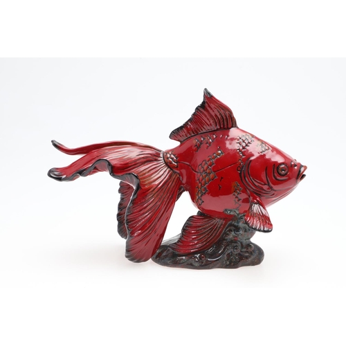 695 - A ROYAL DOULTON ARCHIVES FLAMBE GANSU FISH. A large Royal Doulton flambe model of a Gansu Fish, BA39... 