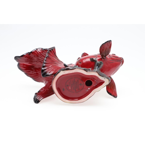 695 - A ROYAL DOULTON ARCHIVES FLAMBE GANSU FISH. A large Royal Doulton flambe model of a Gansu Fish, BA39... 