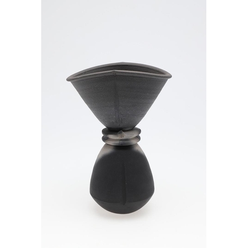 705 - JOHN LEACH (1939-2021) - BLACK BURNISHED STUDIO POTTERY VASES. Three black burnished vases including... 