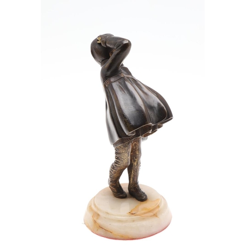 710 - DEMETRE CHIPARUS (ROMANIAN 1886-1947) - ART DECO BRONZE & IVORY FIGURE OF A GIRL 'THE SCHOOL GIRL'. ... 