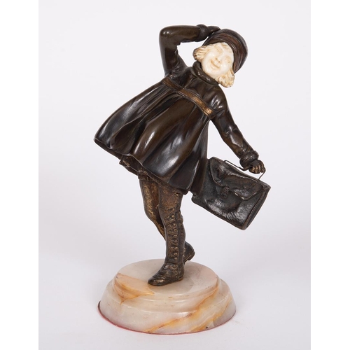 710 - DEMETRE CHIPARUS (ROMANIAN 1886-1947) - ART DECO BRONZE & IVORY FIGURE OF A GIRL 'THE SCHOOL GIRL'. ... 