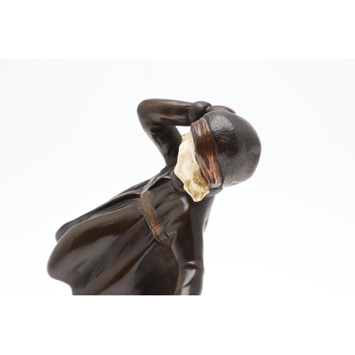 710 - DEMETRE CHIPARUS (ROMANIAN 1886-1947) - ART DECO BRONZE & IVORY FIGURE OF A GIRL 'THE SCHOOL GIRL'. ... 