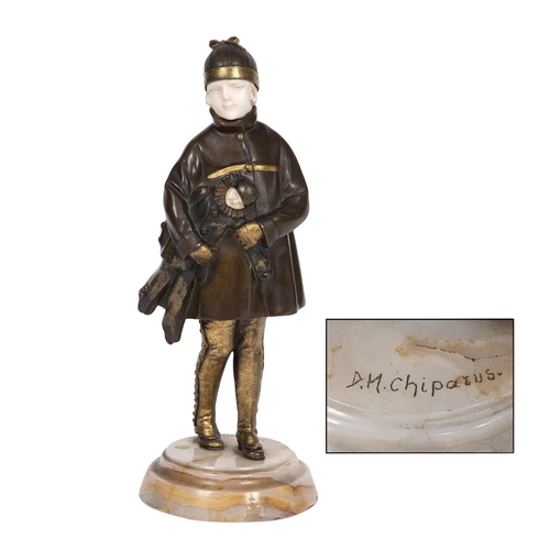 711 - DEMETRE CHIPARUS (ROMANIAN 1886-1947) - ART DECO BRONZE & IVORY FIGURE 'MY PUPPET'. A patinated bron... 