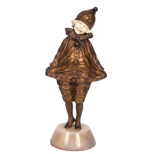 712 - DEMETRE CHIPARUS (ROMANIAN 1886-1947) - ART DECO BRONZE & IVORY FIGURE OF A GIRL 'LITTLE CLOWN'. A p... 