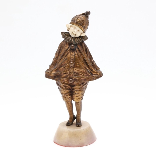 712 - DEMETRE CHIPARUS (ROMANIAN 1886-1947) - ART DECO BRONZE & IVORY FIGURE OF A GIRL 'LITTLE CLOWN'. A p... 