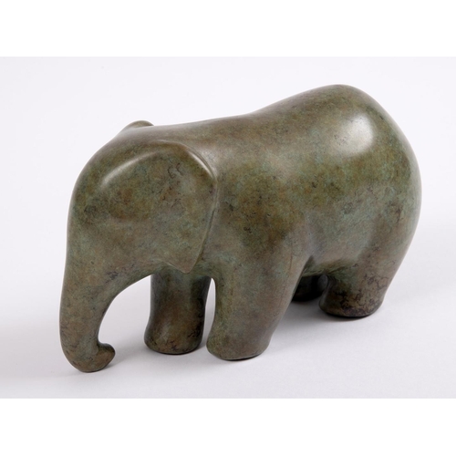 718 - ANITA MANDL (BORN 1926) - LIMITED EDITION BRONZE ELEPHANT. (d) A green patinated bronze model of a s... 