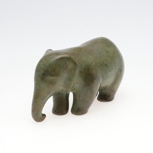 718 - ANITA MANDL (BORN 1926) - LIMITED EDITION BRONZE ELEPHANT. (d) A green patinated bronze model of a s... 