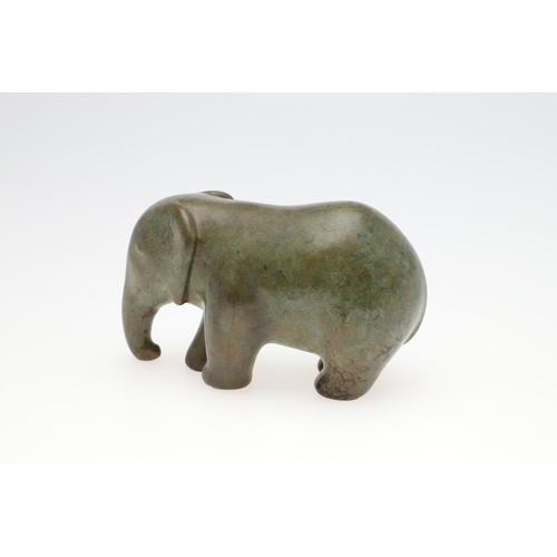 718 - ANITA MANDL (BORN 1926) - LIMITED EDITION BRONZE ELEPHANT. (d) A green patinated bronze model of a s... 