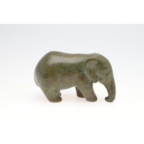 718 - ANITA MANDL (BORN 1926) - LIMITED EDITION BRONZE ELEPHANT. (d) A green patinated bronze model of a s... 