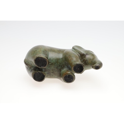 718 - ANITA MANDL (BORN 1926) - LIMITED EDITION BRONZE ELEPHANT. (d) A green patinated bronze model of a s... 