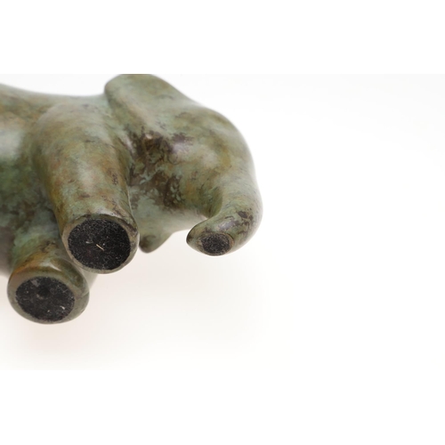 718 - ANITA MANDL (BORN 1926) - LIMITED EDITION BRONZE ELEPHANT. (d) A green patinated bronze model of a s... 