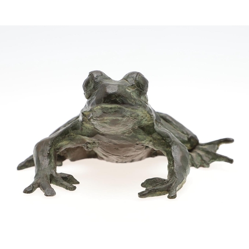 720 - BRONZE LIMITED EDITION SCULPTURE OF A FROG - SIGNED. A green patinated bronze model of a Frog, No 1 ... 