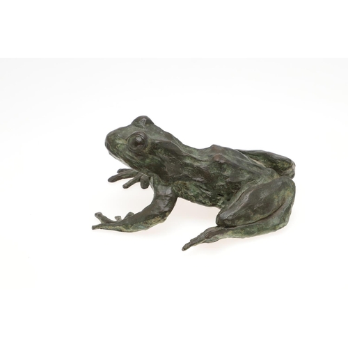 720 - BRONZE LIMITED EDITION SCULPTURE OF A FROG - SIGNED. A green patinated bronze model of a Frog, No 1 ... 