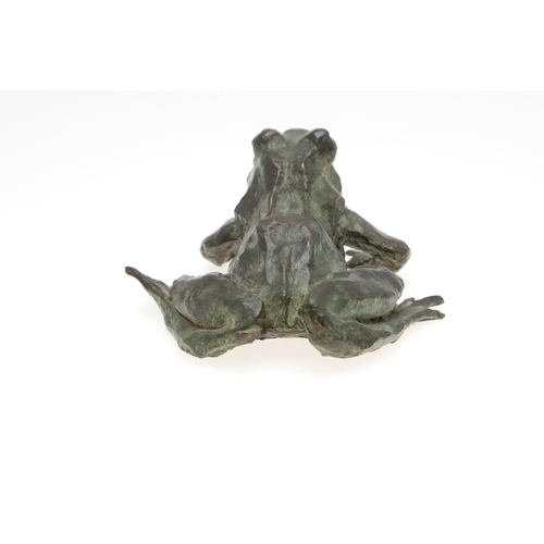 720 - BRONZE LIMITED EDITION SCULPTURE OF A FROG - SIGNED. A green patinated bronze model of a Frog, No 1 ... 