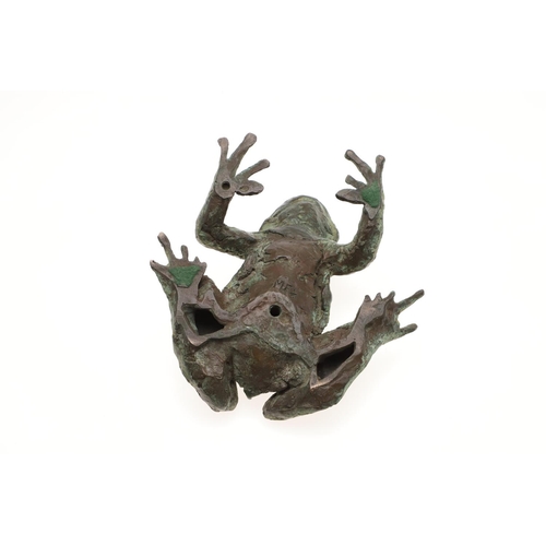 720 - BRONZE LIMITED EDITION SCULPTURE OF A FROG - SIGNED. A green patinated bronze model of a Frog, No 1 ... 