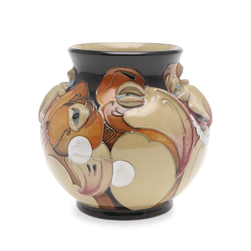 728 - MOORCROFT - UNUSUAL LIMITED EDITION VASE 'MR JACKSON'S PRIVATE EQUITY FUND'. An unusual vase with a ... 