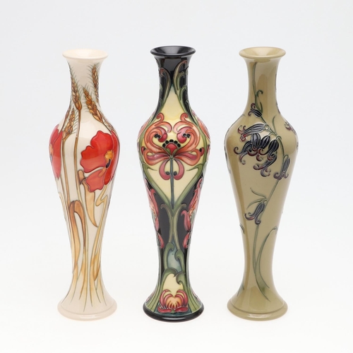 730 - MOORCROFT - THREE MODERN VASES INCLUDING POPPY HARVEST. Including a large slender vase in the 'Poppy... 