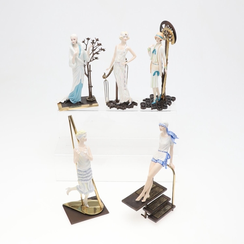 736 - ALBANY CHINA - SET OF FIVE ART DECO FIGURES. A set of five modern Albany China figures of Art Deco l... 