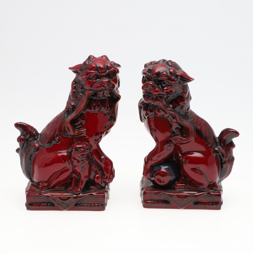 737 - ROYAL DOULTON FLAMBE QINGHAI FU DOGS. A pair of Royal Doulton flambe Qinghai Fu Dogs, No 153 of 250 ... 