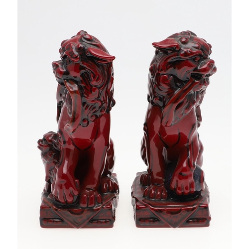 737 - ROYAL DOULTON FLAMBE QINGHAI FU DOGS. A pair of Royal Doulton flambe Qinghai Fu Dogs, No 153 of 250 ... 