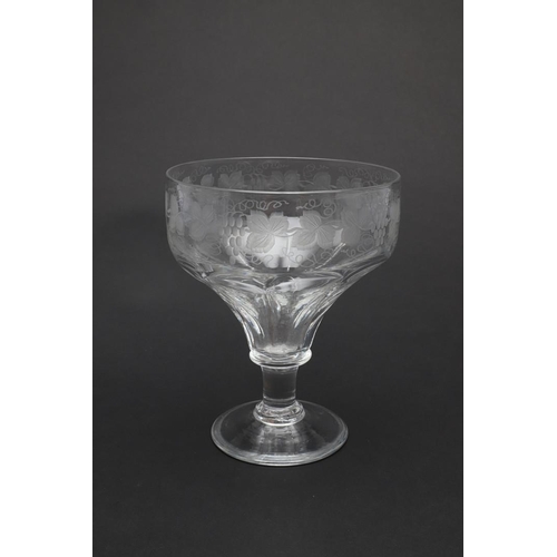 739 - PAIR OF UNUSUALLY LARGE 19THC GLASS RUMMERS, WINE GLASS BY ROBERT ELLISON & ANOTHER WINE GLASS. A pa... 