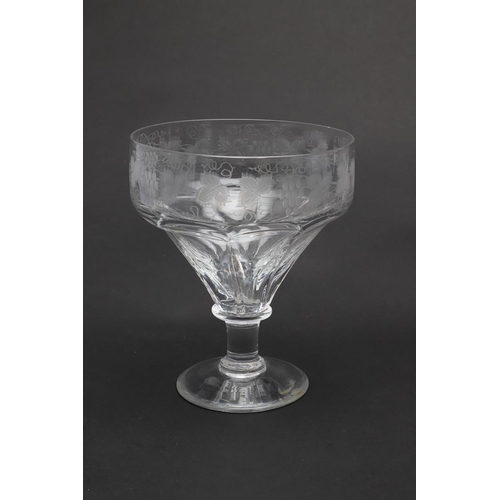 739 - PAIR OF UNUSUALLY LARGE 19THC GLASS RUMMERS, WINE GLASS BY ROBERT ELLISON & ANOTHER WINE GLASS. A pa... 